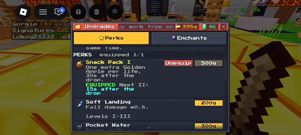 Upgrades menu top bar showing gold and emerald balances